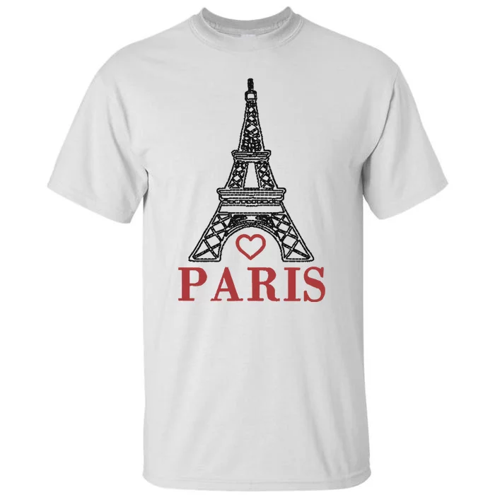 Embroidered France Paris Eiffel Tower Embroidery Tall T-Shirt