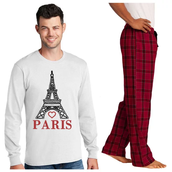 Embroidered France Paris Eiffel Tower Embroidery Long Sleeve Pajama Set