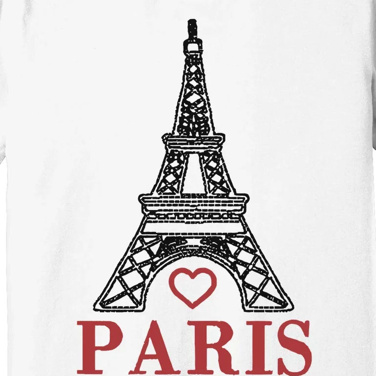 Embroidered France Paris Eiffel Tower Embroidery Premium T-Shirt