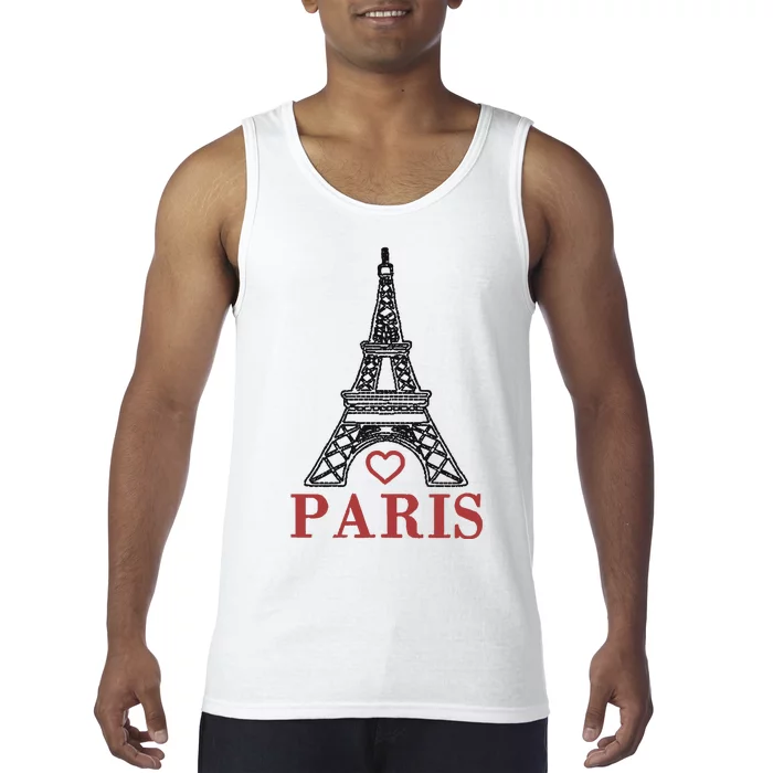 Embroidered France Paris Eiffel Tower Embroidery Tank Top