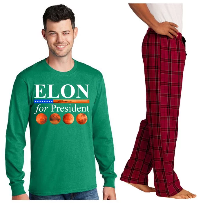 Elon For President USA Mars Flag Long Sleeve Pajama Set