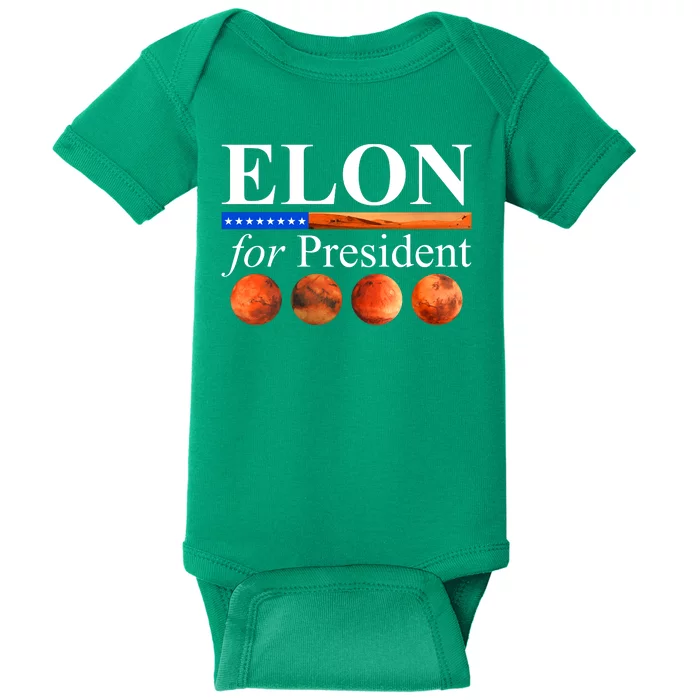 Elon For President USA Mars Flag Baby Bodysuit