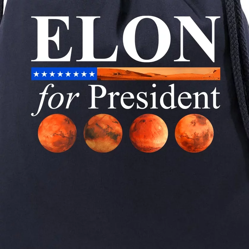 Elon For President USA Mars Flag Drawstring Bag