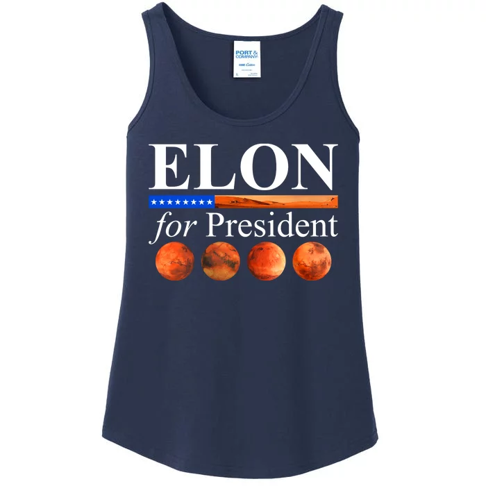 Elon For President USA Mars Flag Ladies Essential Tank