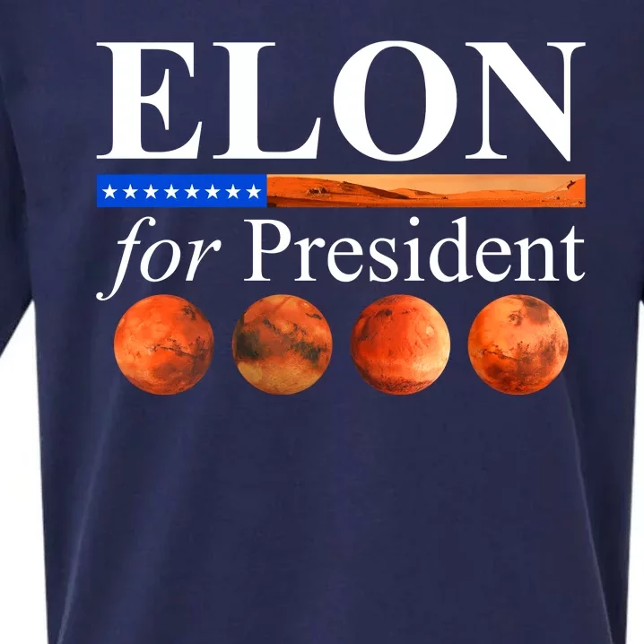 Elon For President USA Mars Flag Sueded Cloud Jersey T-Shirt