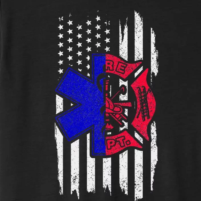 EMT Firefighter Paramedic Fireman EMS American Flag ChromaSoft Performance T-Shirt