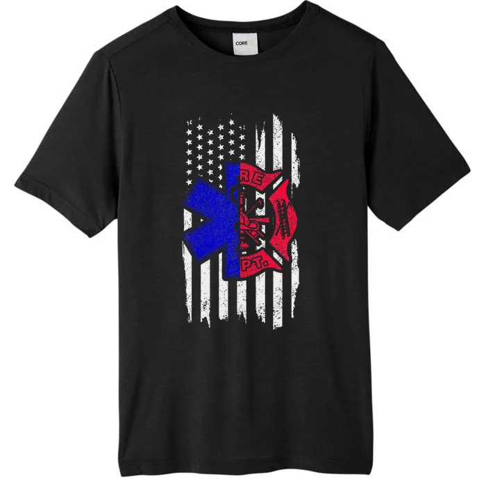 EMT Firefighter Paramedic Fireman EMS American Flag ChromaSoft Performance T-Shirt