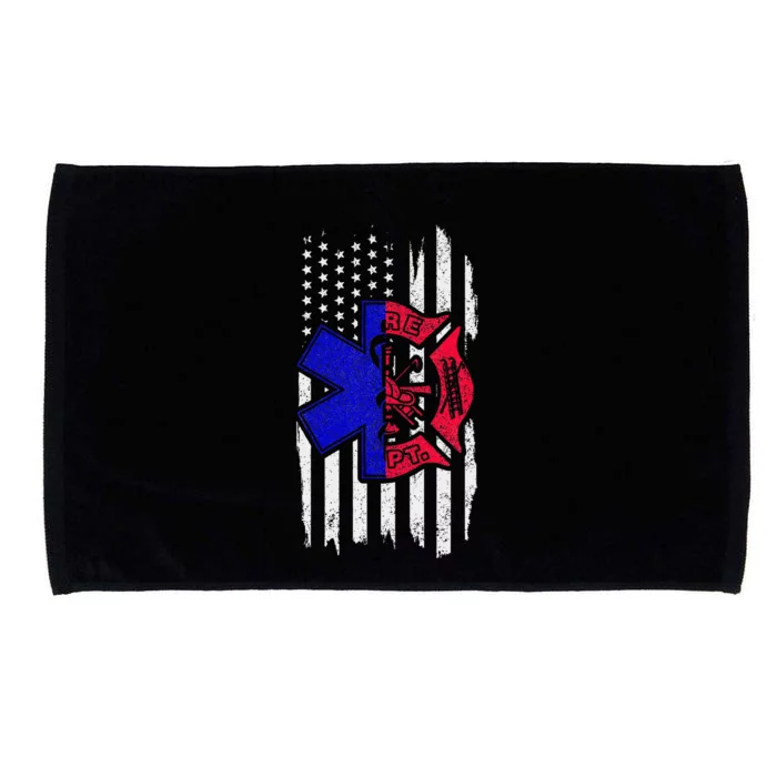 EMT Firefighter Paramedic Fireman EMS American Flag Microfiber Hand Towel