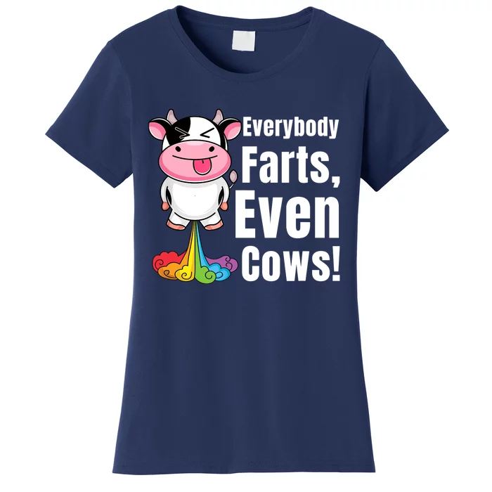 Everybody Farts, Rainbow Farting Cow, Adults Funny Fart Women's T-Shirt