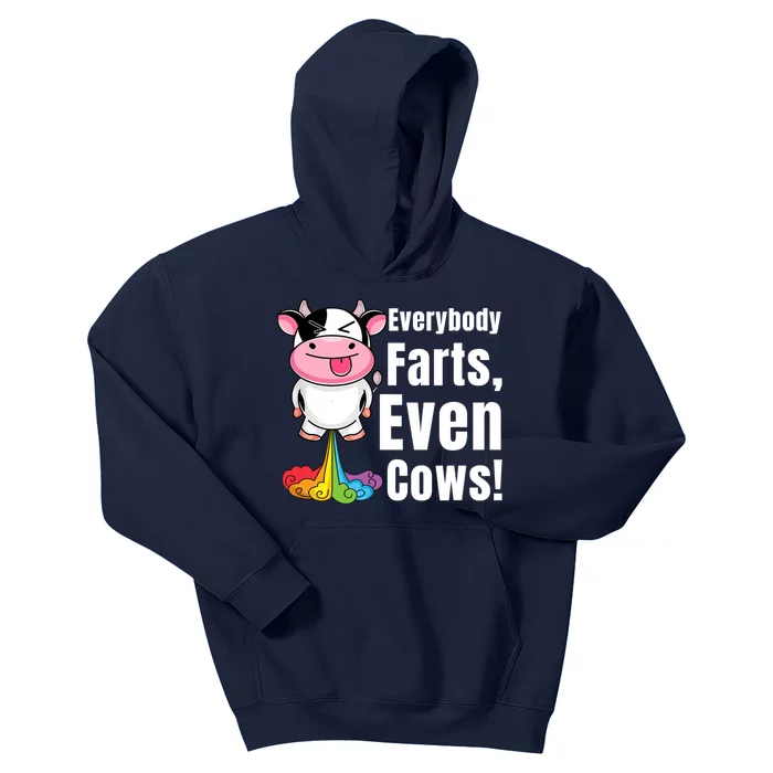 Everybody Farts, Rainbow Farting Cow, Adults Funny Fart Kids Hoodie