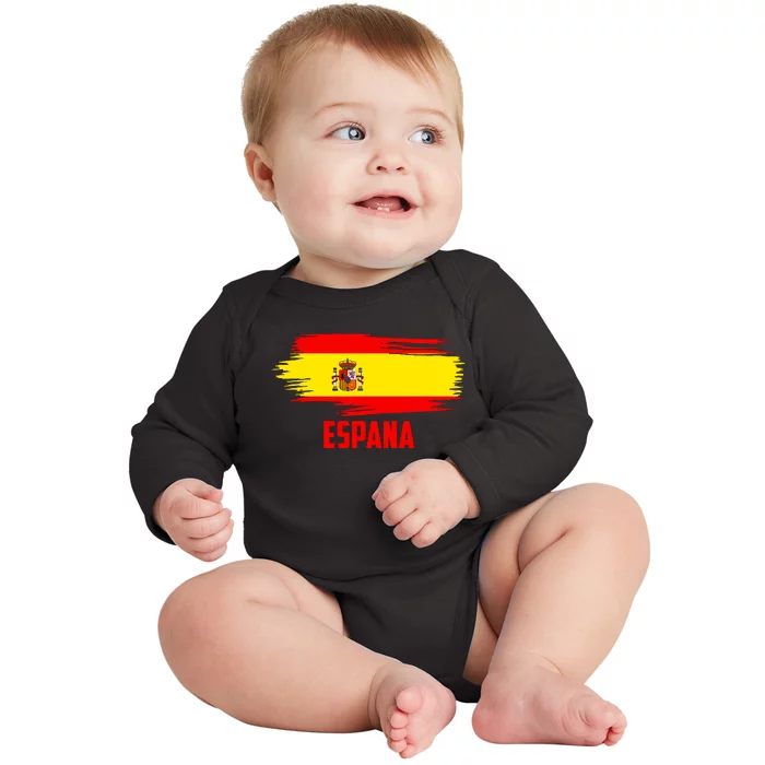 Espana Flag Spain Soccer Spain Futbol Club Support Baby Long Sleeve Bodysuit