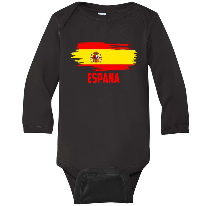 Espana Flag Spain Soccer Spain Futbol Club Support Baby Long Sleeve Bodysuit