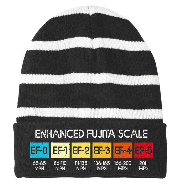 Enhanced Fujita Scale Tornado Storm Chasing Meteorology Striped Beanie with Solid Band