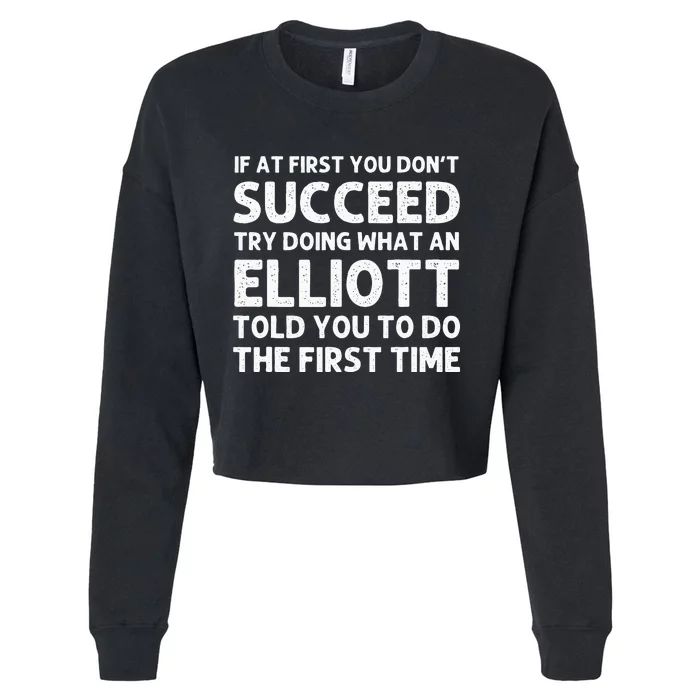 ELLIOTT Funny Surname Family Tree Birthday Reunion Idea Cropped Pullover Crew