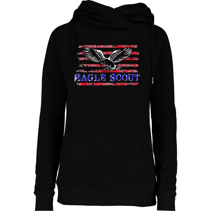 Eagle Flag Scout Gift Womens Funnel Neck Pullover Hood