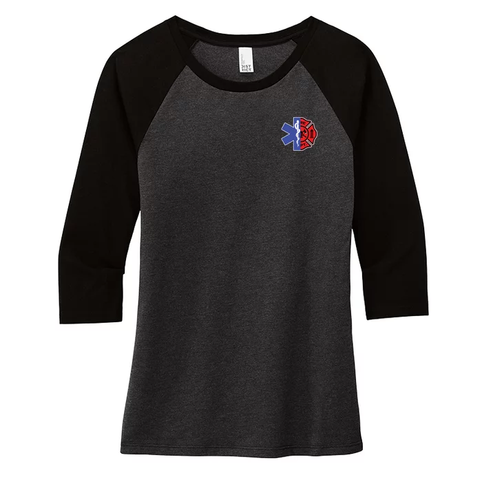 EMT Firefighter Shirts Firefighter Two Sided EMS Gift Women's Tri-Blend 3/4-Sleeve Raglan Shirt