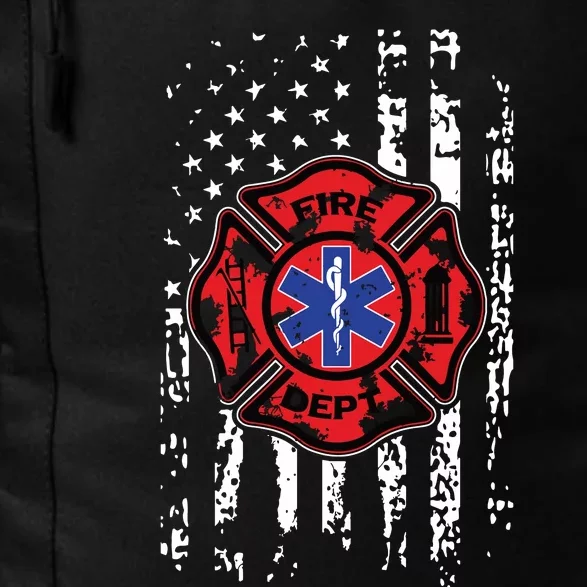 EMT Firefighter Shirts Fireman EMS USA Flag Gift Back Print Daily Commute Backpack