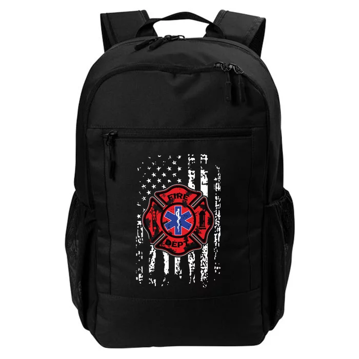 EMT Firefighter Shirts Fireman EMS USA Flag Gift Back Print Daily Commute Backpack