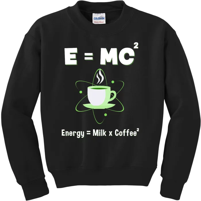 E=mc2 Funny Science Coffee Energy Milk Kids Sweatshirt