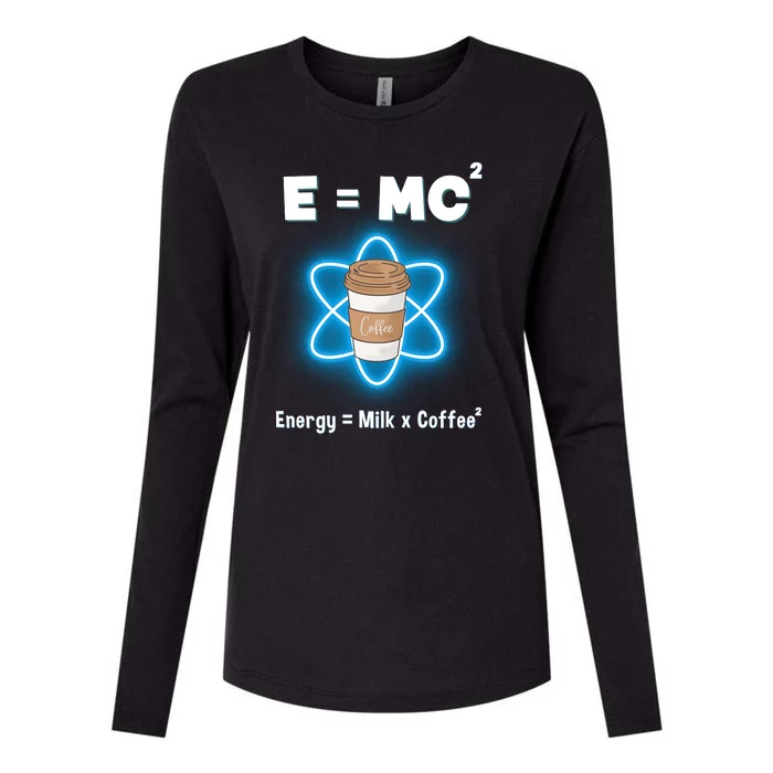 E=mc2 Funny Science Coffee Energy Milk Womens Cotton Relaxed Long Sleeve T-Shirt