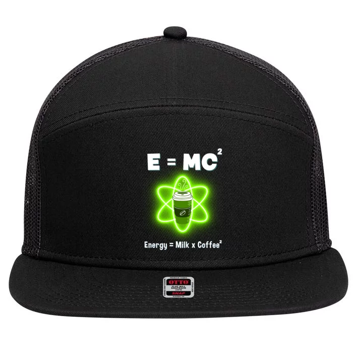 E=mc2 Funny Science Coffee Energy Milk 7 Panel Mesh Trucker Snapback Hat