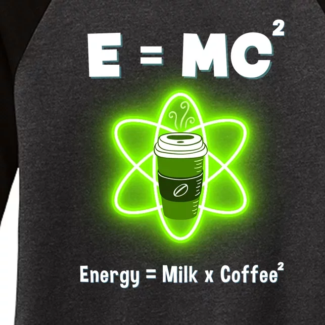 E=mc2 Funny Science Coffee Energy Milk Women's Tri-Blend 3/4-Sleeve Raglan Shirt