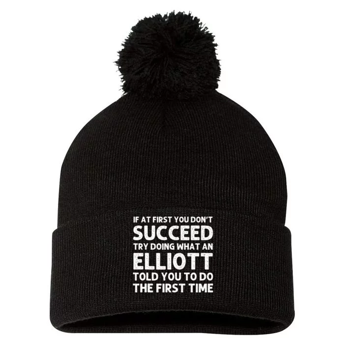 ELLIOTT Funny Surname Family Tree Birthday Reunion Idea Pom Pom 12in Knit Beanie