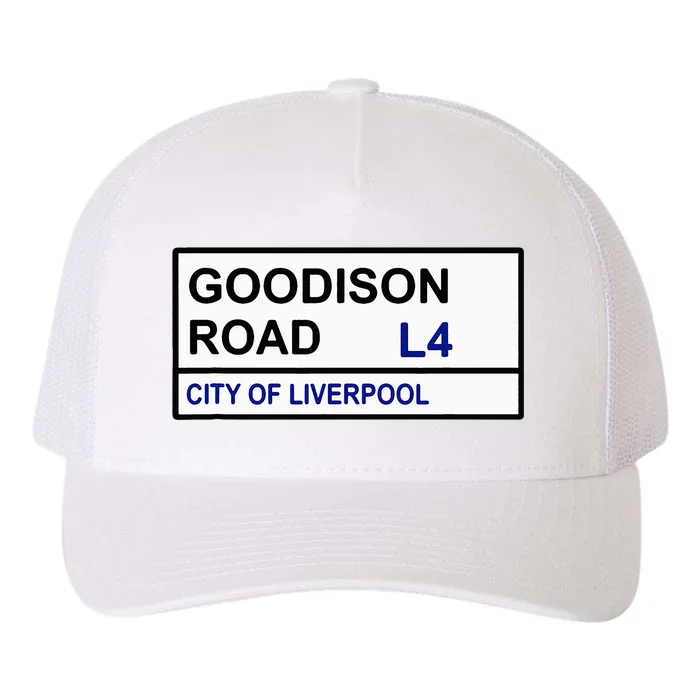 Everton Football Team Goodison Road Street Sign Yupoong Adult 5-Panel Trucker Hat