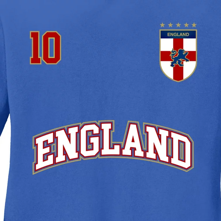 England Football Team Cute Gift Number 10 English Flag Soccer Ladies Long Sleeve Shirt