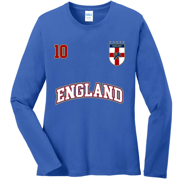 England Football Team Cute Gift Number 10 English Flag Soccer Ladies Long Sleeve Shirt