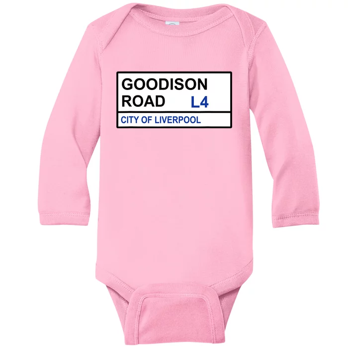 Everton Football Team Goodison Road Street Sign Baby Long Sleeve Bodysuit