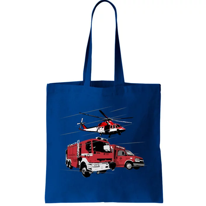 Ems Fire Truck Ambulance Rescue Helicopter Gift Cool Gift Tote Bag