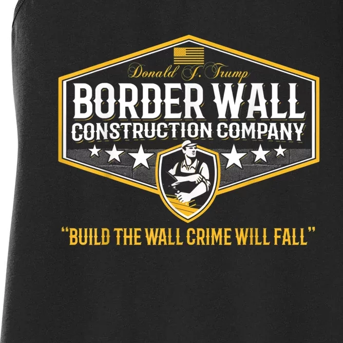 Epic Funny USA Donald Trump Border Wall Construction Company Women's Racerback Tank