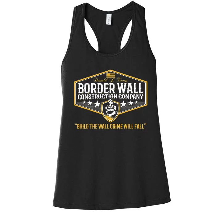 Epic Funny USA Donald Trump Border Wall Construction Company Women's Racerback Tank