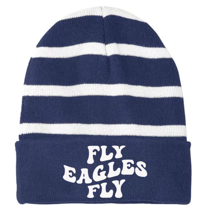 Eagles_ Fly Vintage Eagles Flying Bird Inspirational Striped Beanie with Solid Band