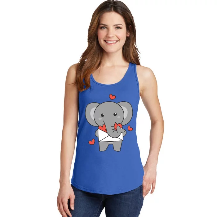 Elephant For Valentine's Day Cute Animal With Hearts Funny Gift Ladies Essential Tank