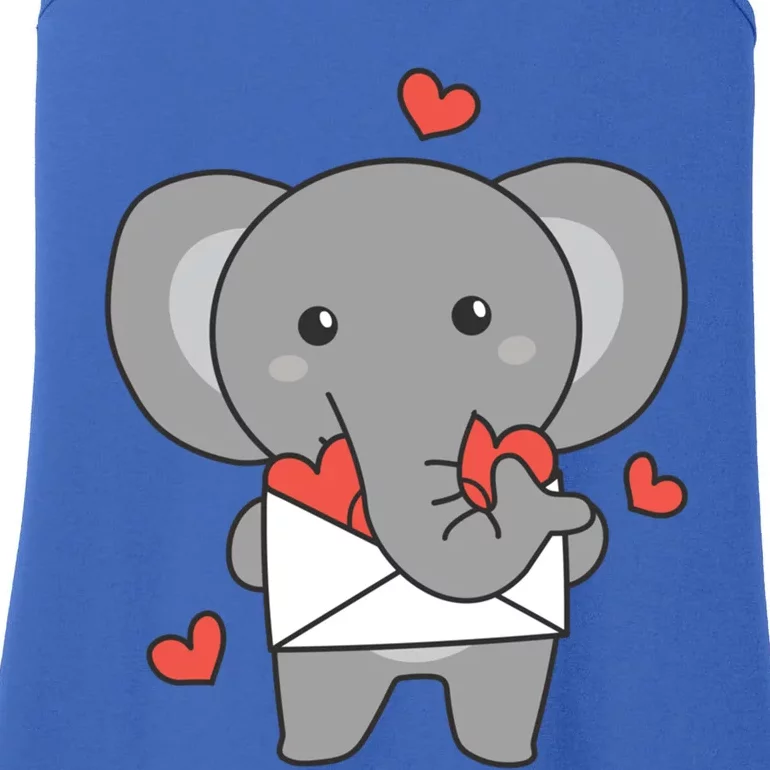 Elephant For Valentine's Day Cute Animal With Hearts Funny Gift Ladies Essential Tank