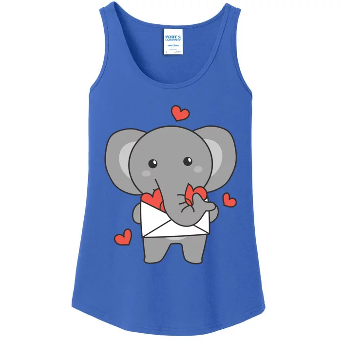 Elephant For Valentine's Day Cute Animal With Hearts Funny Gift Ladies Essential Tank