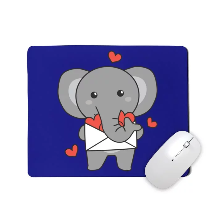 Elephant For Valentine's Day Cute Animal With Hearts Funny Gift Mousepad