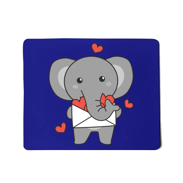 Elephant For Valentine's Day Cute Animal With Hearts Funny Gift Mousepad