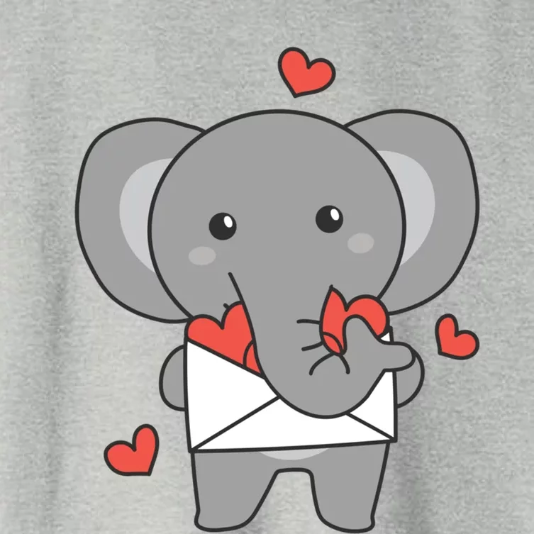 Elephant For Valentine's Day Cute Animal With Hearts Funny Gift Women's Crop Top Tee