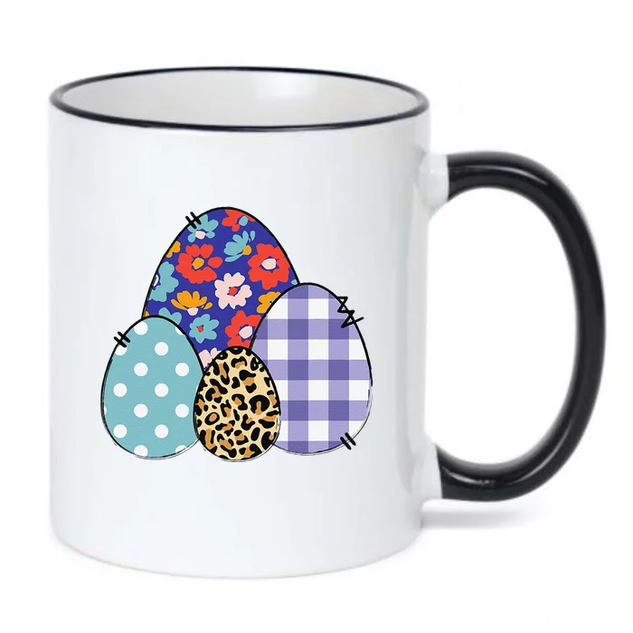 Easters For Women Easter Plaid Leopard Flowers Black Color Changing Mug