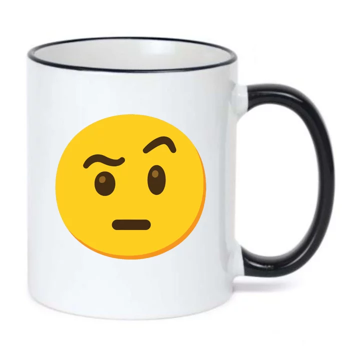 Emoticon Face With Raised Eyebrow Gift Black Color Changing Mug