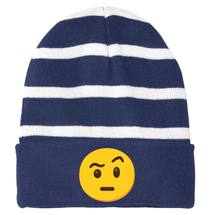 Emoticon Face With Raised Eyebrow Gift Striped Beanie with Solid Band