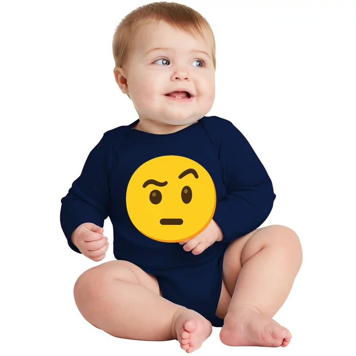 Emoticon Face With Raised Eyebrow Gift Baby Long Sleeve Bodysuit