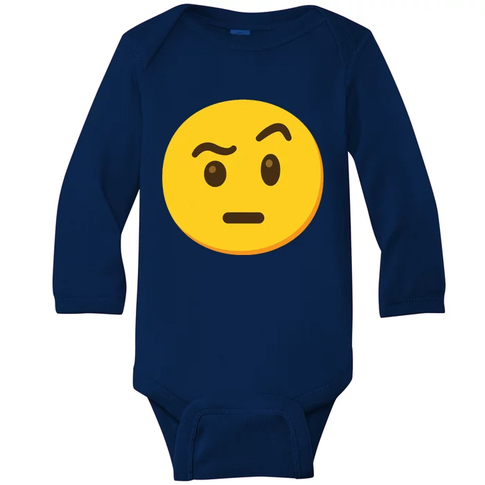 Emoticon Face With Raised Eyebrow Gift Baby Long Sleeve Bodysuit