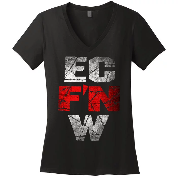 Ec FN W Extreme Championship Wrestling Women's V-Neck T-Shirt