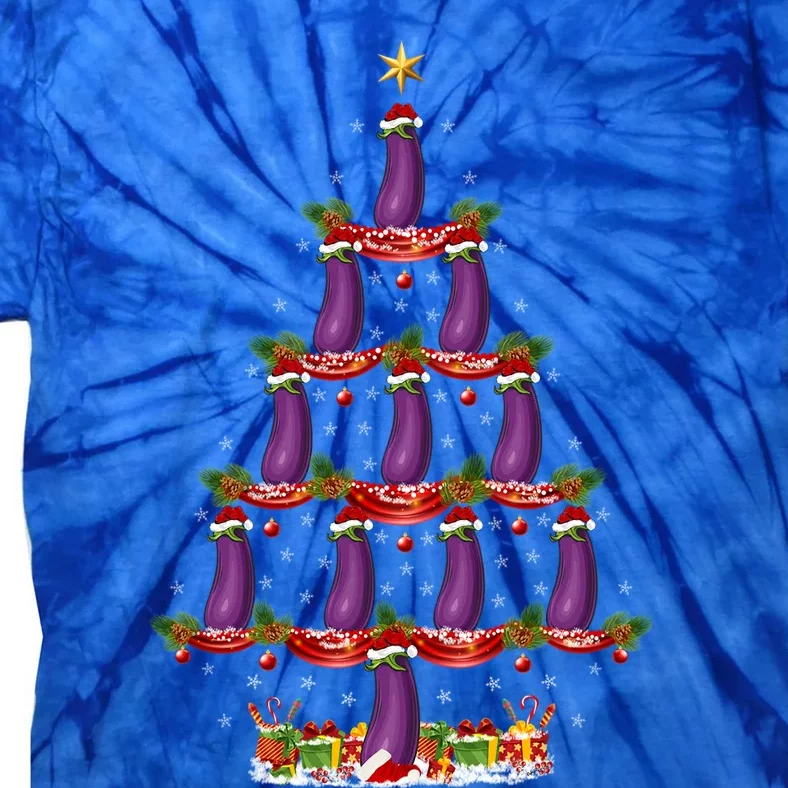 Eggplant Fruit Xmas Tree Lighting Eggplant Christmas Tree Cool Gift Tie-Dye T-Shirt