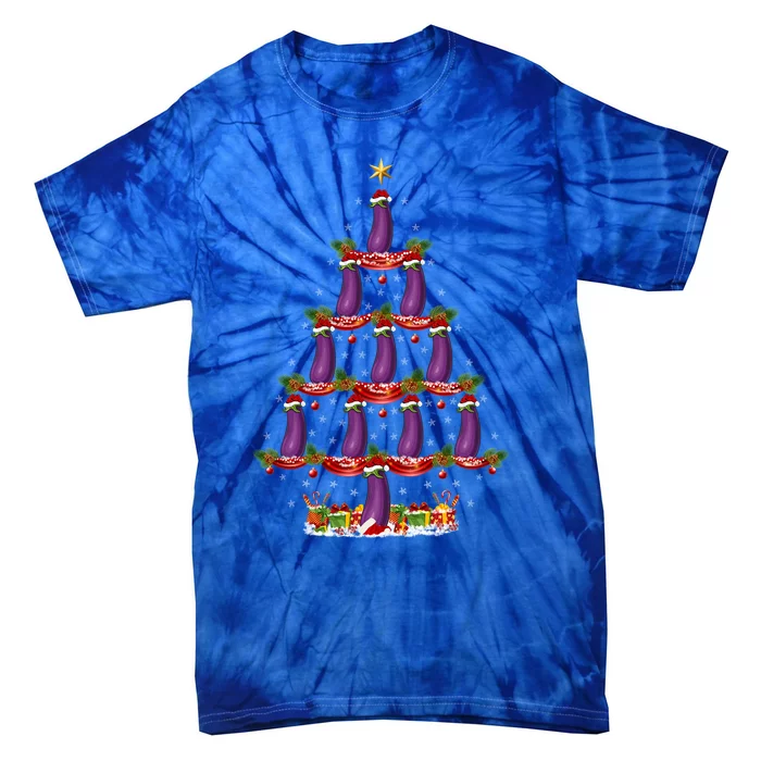 Eggplant Fruit Xmas Tree Lighting Eggplant Christmas Tree Cool Gift Tie-Dye T-Shirt