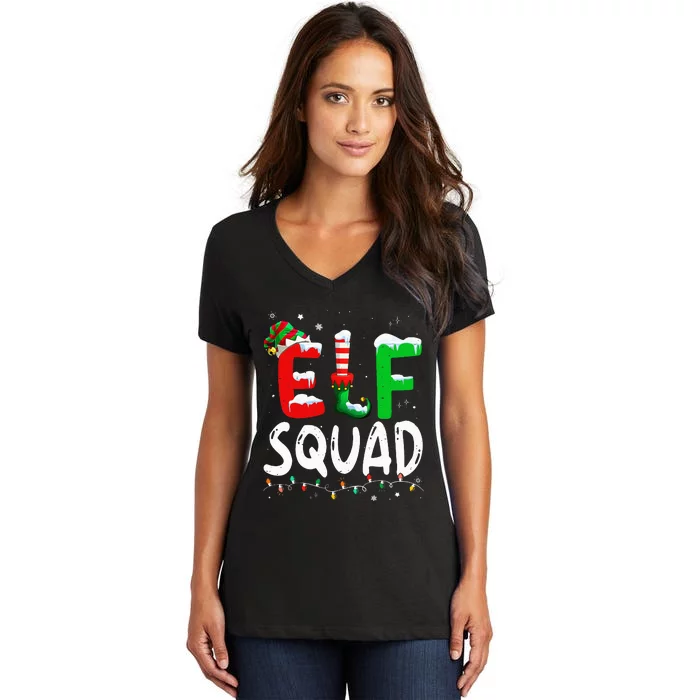 Elf Family Xmas Matching Pajamas Elf Squad Women's V-Neck T-Shirt